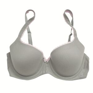 VICTORIA'S SECRET Body By Victoria Lined Demi Bra Gray Pink Lace Details 32DD